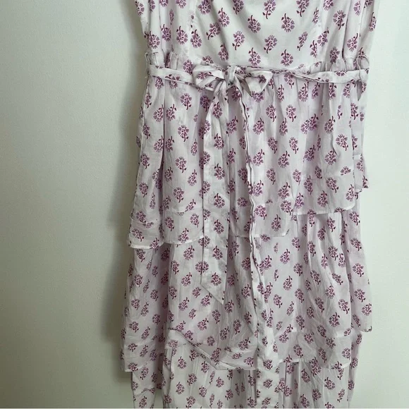 J. Crew Lavender Cotton Sz12 Asymmetrical Floral Ruffles Tiered Dress Cotton NWT - Picture 13 of 17